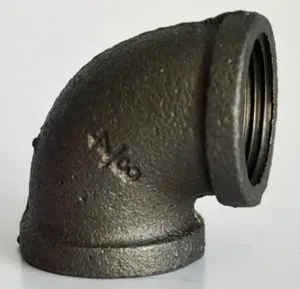 Codo de hierro malleable, 90 grados, utilizado para mesa de hierro fundido y soportes de tubería