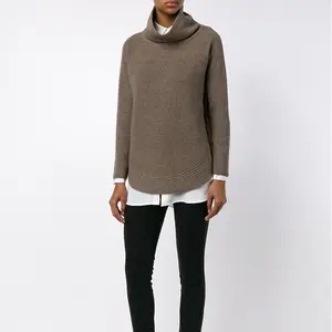 Twist Knit Turtle Neck Thick Loose Cashmere Pullover Sweater For Ladies