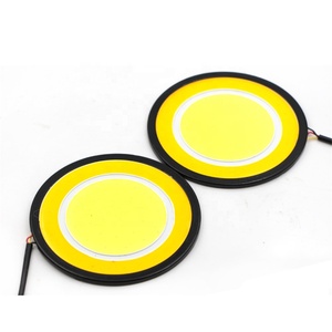 Feux de jour double couleur DC 12V COB <span class=keywords><strong>rond</strong></span> LED blanc jaune lampe de conduite clignotant lampe Auto Led feux de signalisation DRL - Product Image 1