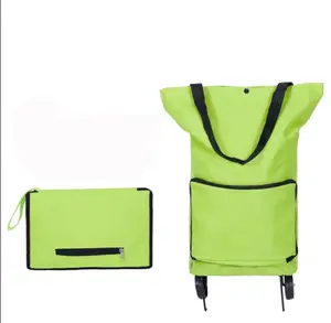 Venda direta do fabricante portátil dobrável saco de compras de superfície carrinho com rodas saco de legumes para compras