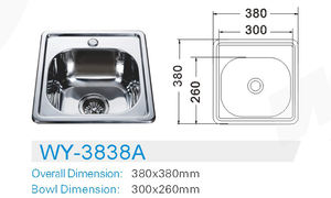 Petite taille 15x15 Mini évier de cuisine simple en acier inoxydable évier de cuisine à bol unique contemporain en acier inoxydable avec plateau 5 ans - Product Image 5