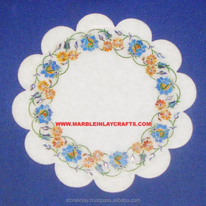 Magnifique, meilleure qualité, incrustation de marbre blanc poli fait main sur une plaque, à utiliser pour la décoration de la maison et les cadeaux de mariage - Product Image 1