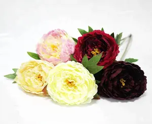 Wholesales Faux Plants New product Flower Silk Fabric Wedding Table Centerpieces Peony Cheap Artificial Flowers Stems