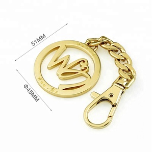 Kunden spezifische runde Gold hängen Metall Logo Tags mit Karabiner haken und Kette für Handtaschen