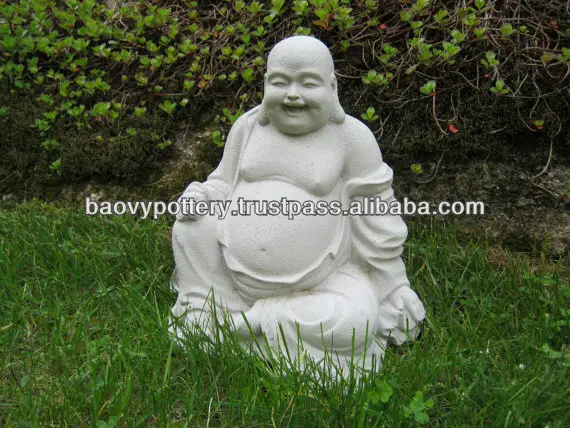 Vietnam Laughing Maitreya estatua de Buda-cemento claro, estatua de Buda de piedra