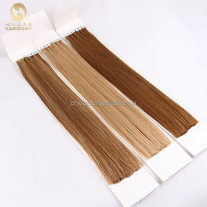 Grosir murah Eropa 100% pemanjangan rambut manusia virgin di dubai dua sisi <span class=keywords><strong>remy</strong></span> kutikula tak terlihat pita ekstensi rambut - Product Image 4