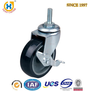 Werkseitig 75mm Schwenk gewindes tiel Verriegelung Schwarz <span class=keywords><strong>Nylon</strong></span> Kleine Rollen rollen - Product Image 6