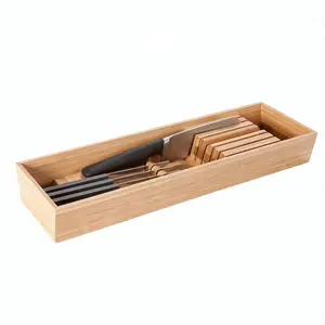 Organizador de faca de gaveta de bambu, bloco de faca, novo design, suporte de armazenamento, gaveta, divisor