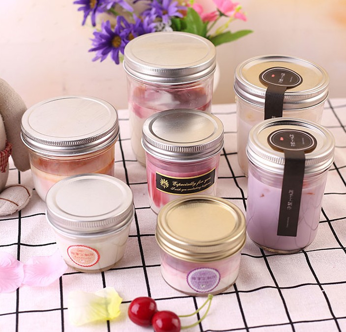Haonai Glass Food Jar With Metal Lid For Caviar