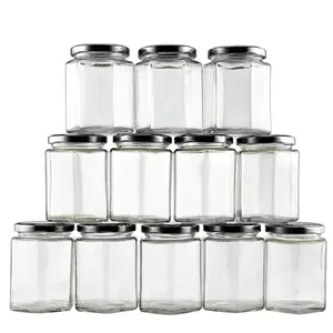 9 oz Hexagon Glass Canning Jars, Jam Jars for Honey, Candies, Baby Foods