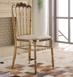 Silla Chiavari de Acero Inoxidable Dorado Pulido de Calidad, con Cómodo Cojín de Espuma, Diseño Moderno y Lujoso para Hogar, Oficina, Parque y Sala de Estar - Product Image 1