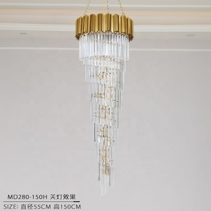 Di lusso Appesa Scala Luce Del Pendente Personalizzato Oro Lampadario di Cristallo Fantasia Casa E Hotel di Illuminazione Della Decorazione - Product Image 4