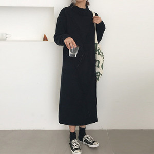 Pullover invernale a maniche lunghe a maniche lunghe con <span class=keywords><strong>spacco</strong></span> laterale al ginocchio abito da donna - Product Image 4