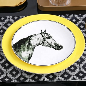Piatti e Vassoi in Ceramica Bone China Ecologici e Alla Moda per Ristoranti, 8 e 10,5 Pollici, Piatti Piani Gialli - Product Image 4