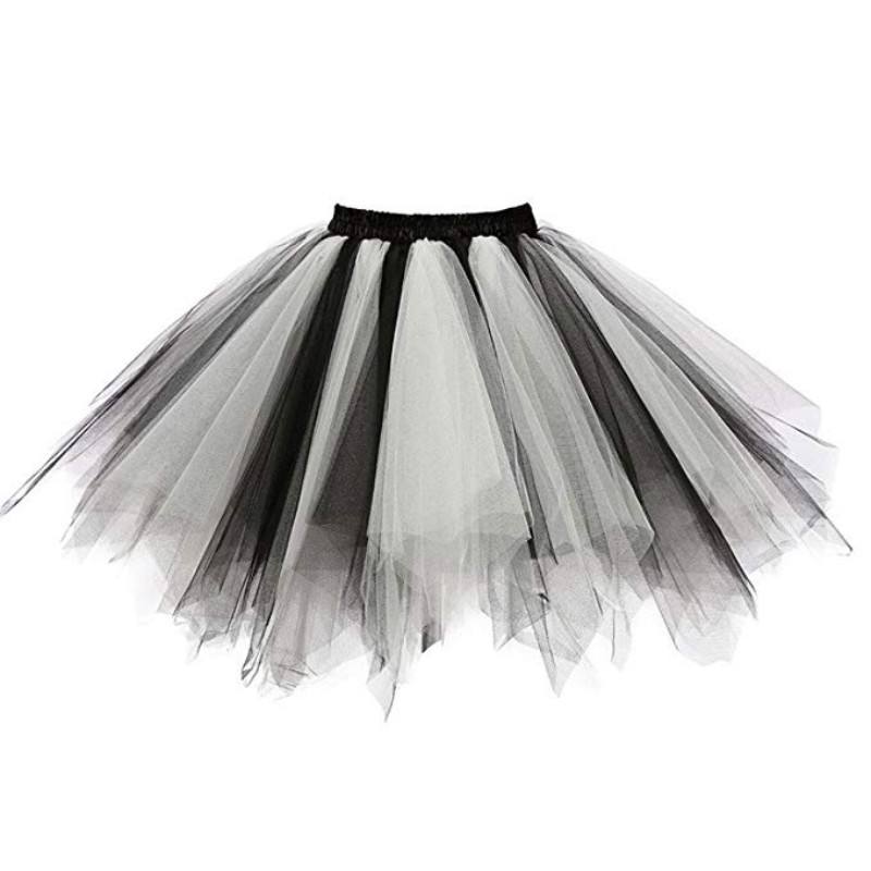 Halloween Costume White/Black Romantic Adult Tutu Skirt for Wholesale