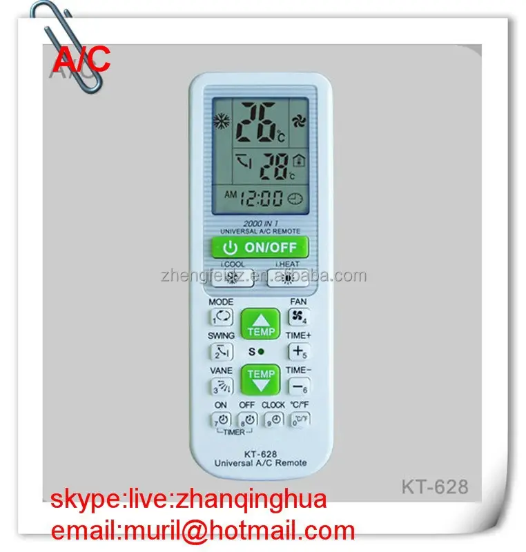 الأبيض 15 مفاتيح عالمي مكيف الهواء التحكم عن بعد KT-628 2000 في 1 العالمي A/C بعيد حار بيع 2015 الصيف الشتاء