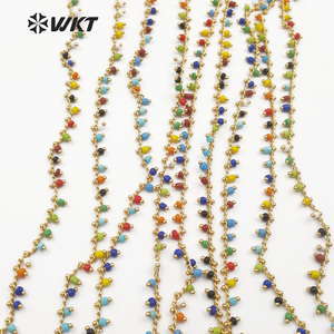 WT-RBC059 pour les femmes bijoux élégants multi couleurs perle aléatoire en or ou argent fil galvanisé enveloppé minuscule perle chapelet chaîne - Product Image 6