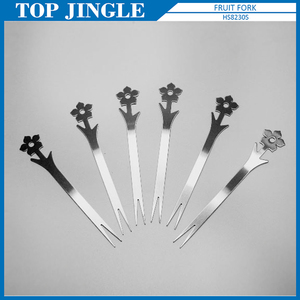 6pcs petites fourchettes à salade en forme de fleur en acier inoxydable - Product Image 2