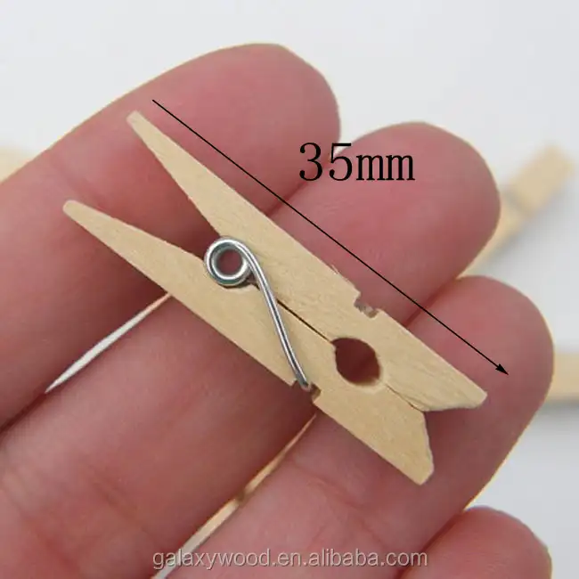 25mm / 35mm Mini Wooden Peg, natural wood clothes pin , small photo wood clip