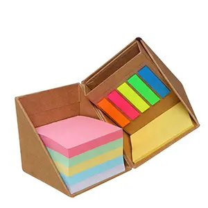 Foldable Cube Box Sticky Notes with Pen Holder and Sticky Flag