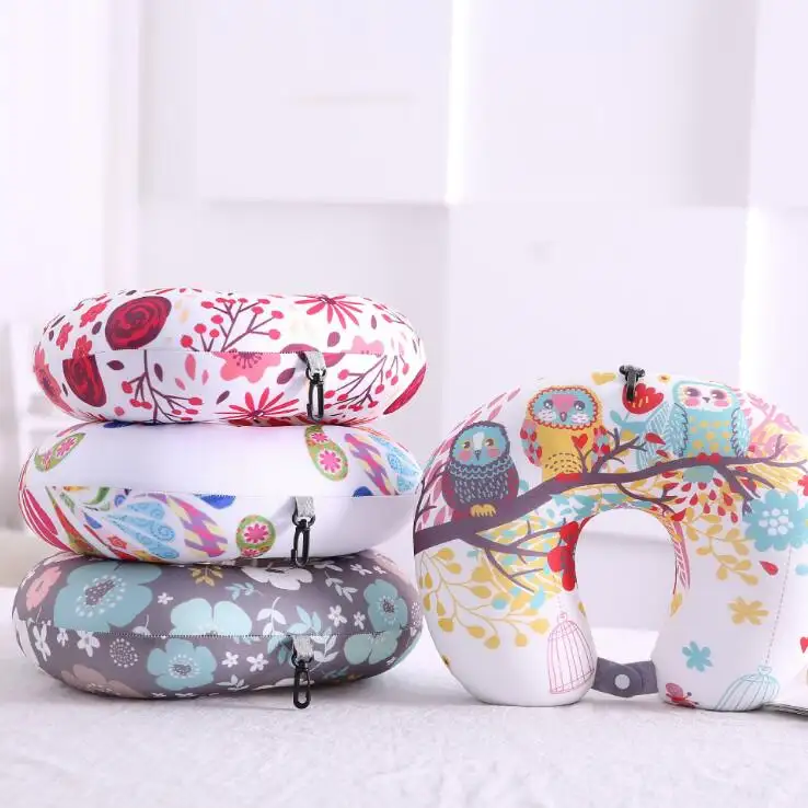 neck support travel pillow colorful printed spandex u shape pillow