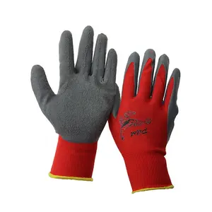 En 388 Standard13 Gauge Polyester Gebreide Gekreukte Latex Gedoopte Handschoenen Gecoat Werkhandschoenen