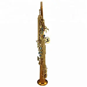 High Grade Straight Phosphor Copper body gold lacquer keys Soprano Saxophone