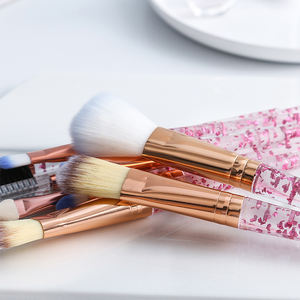2024 bonne qualité ABS 10 pièces poignée transparente Bling maquillage pinceau ensemble femmes Mascara poudre beauté pinceaux correcteur pour le visage - Product Image 3