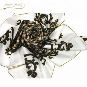Großhandel individuelles Seidenschal reine solide Farbe Schal Hijab Schal quadratisch bedruckter Naturseidenschal für Damen