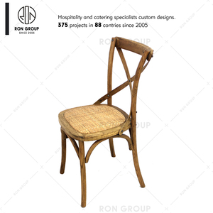 Muebles apilables para Banquete de Hotel, muebles de comedor de madera maciza con respaldo cruzado de ratán, tipo Tuscania, OEM, venta al por mayor - Product Image 4