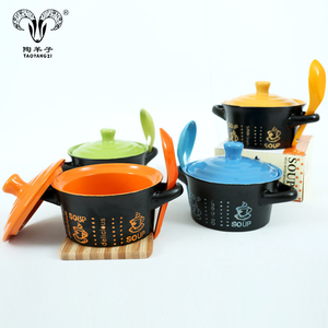 High Quality Stoneware Handle <strong>Small</strong> Ceramic <strong>Pot</strong> with <strong>Lid</strong> and Spoon/soup <strong>Pot</strong> Ceramic - Product Image 2