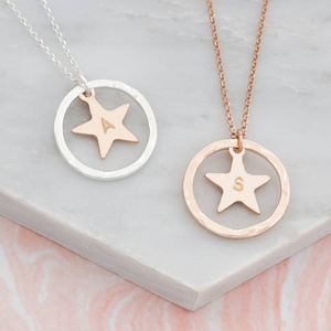 Gioielli di moda in acciaio inossidabile collana a catena in argento cerchio con cuore stella inciso <span class=keywords><strong>nome</strong></span> iniziale collana per le donne - Product Image 2