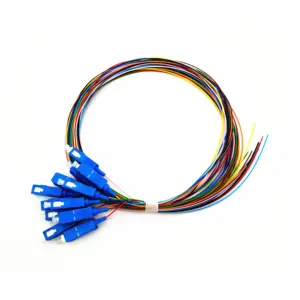 FTTH 12 Color Fiber Cores SC UPC APC SM G652D G657A 0.9mm Fiber Optic Pigtail Fiber 12 color pigtail