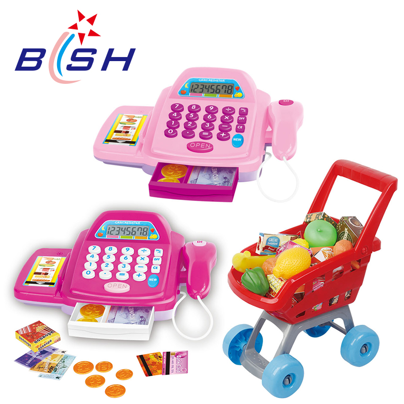 Популярный товар, Забавная детская игрушка, кассовый аппарат с тележкой