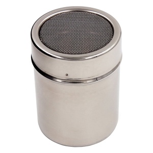 Distributeur de café fantaisie en acier inoxydable, poudre de cacao, sucre, avec couvercle à mailles fines et couvercle en plastique translucide pour la pâtisserie et la cuisine - Product Image 1