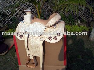 Premium Heavy Duty Wade Tree Roping Ranch Work Cowboy Western Leather Horse Saddle usiné à la main et sculpture - Product Image 2