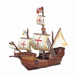 Modèle de bateau pirate en puzzle <span class=keywords><strong>3D</strong></span> Santa Maria avec broderie - Jouet de bateau pirate pour enfants de 3 à 10 ans - Product Image 1
