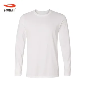 CT184 200g uzun kollu üst % 60% pamuk/% 40% Polyester yüksek kaliteli çift yuvarlak boyun T-Shirt