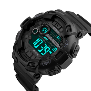 Montres <span class=keywords><strong>SKMEI</strong></span> <span class=keywords><strong>1243</strong></span> classiques numériques étanches à lumière froide de sport noires - Product Image 6
