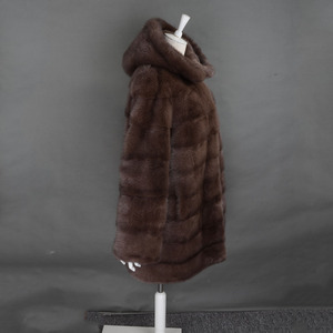 Lujo genuino piel entera de piel de visón <span class=keywords><strong>abrigo</strong></span> largo con capucha - Product Image 2