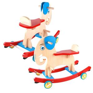 Cavallo a Dondolo in Legno con Design a Elefante, Giocattolo Cavalcabile per Bambini con Ruote - Product Image 3