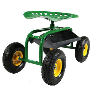 Jardín rodante Scoot Tractor Asiento de Trabajo de cuatro Ruedas Con Balde Cesta - Product Image 1