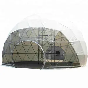 Carpa esférica de lona con estufa, casa domo geodésico Glamping, alta calidad, diámetro de 6m