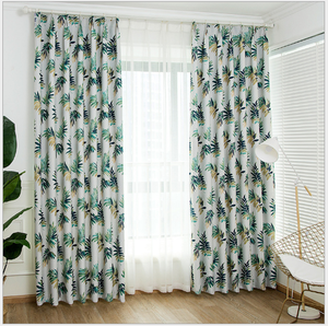 Super Soft Fabric Curtains Printed Landscape, Made In China India Curtains Printed Natural Leaves@