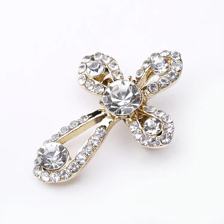 Accessoires Vrouwen Sieraden Veiligheid Zinklegering Diamant Strass Crosspin Broche Groothandel