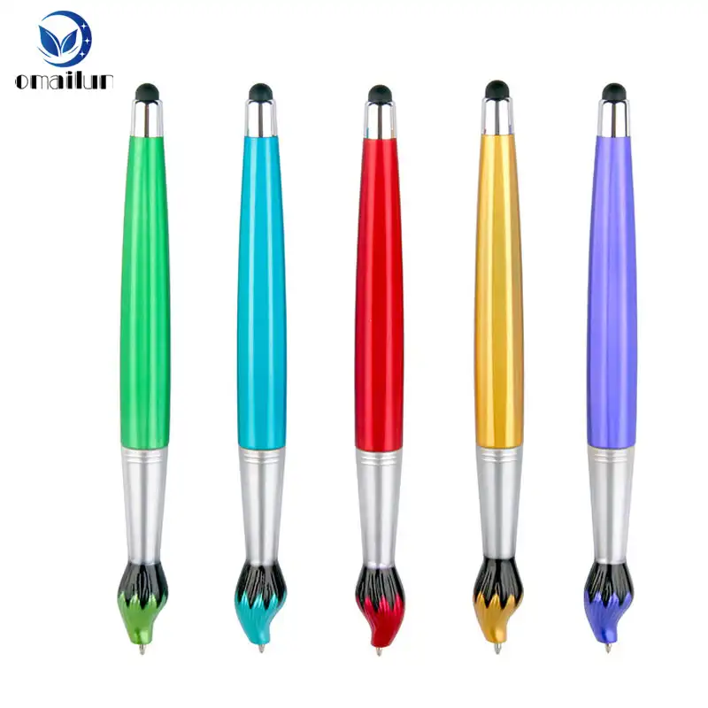 קידום מכירות חידוש מברשת צבע כדור עט עם עט, tablet pc עט חרט