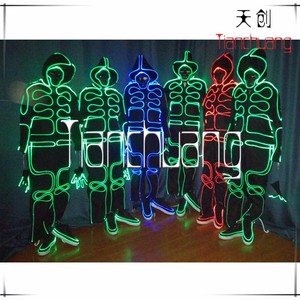 Merveilleuse Lumière Led De Danse Costume avec LED CHAPEAU/MASQUE/GANTS/CHAUSSURES - Product Image 6
