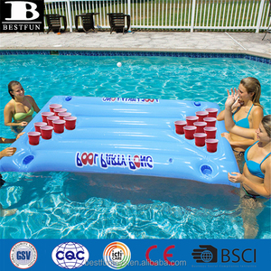 Table de Beer Pong gonflable personnalisée avec 24 porte-gobelets, flotteur de piscine en vinyle, jeu de <span class=keywords><strong>boisson</strong></span> aquatique, <span class=keywords><strong>radeau</strong></span> de détente pour adultes - Product Image 4