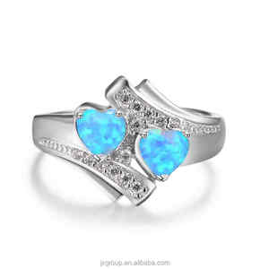 Ópalo azul en forma de corazón joyería de plata esterlina mujeres boda anillo de compromiso - Product Image 2
