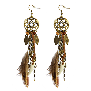 Boucles d'oreilles pendantes en plumes de paon bohèmes, boucles d'oreilles pendantes en acrylique Dream <span class=keywords><strong>Chater</strong></span> pour femmes - Product Image 2